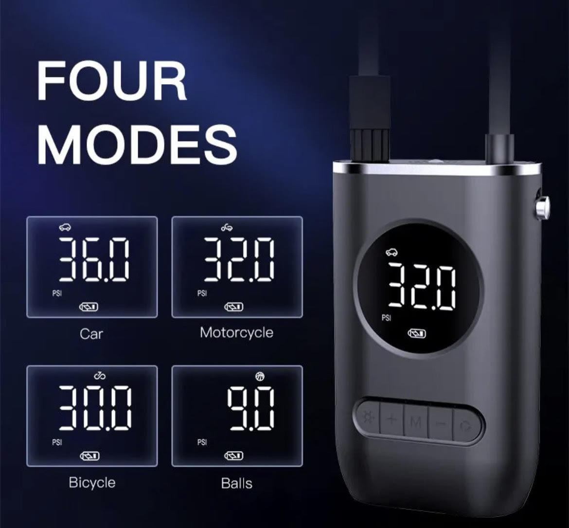 Portable Mini Self-Propelled Electric Car Air Pump - Handheld Wireless Tire Pump with Digital Display and Charging Capability
