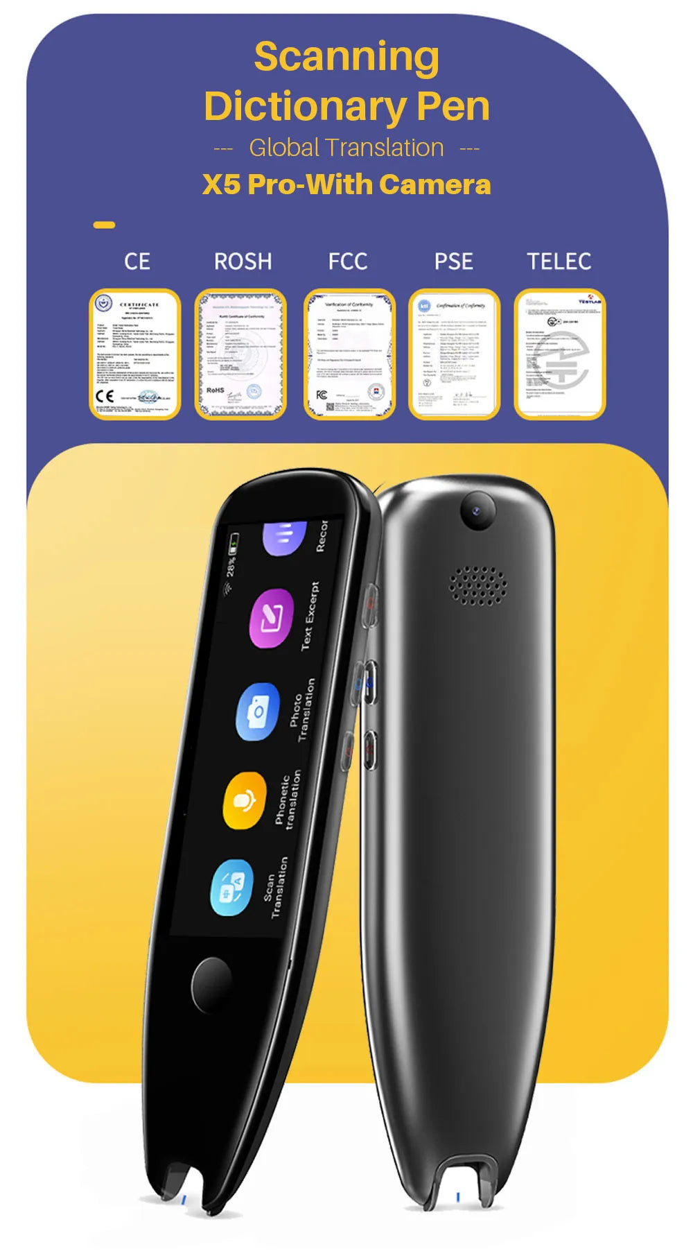 X5 Pro Smart Voice-Activated Scanning Translator Pen - A Versatile Real-Time Multilingual Tool