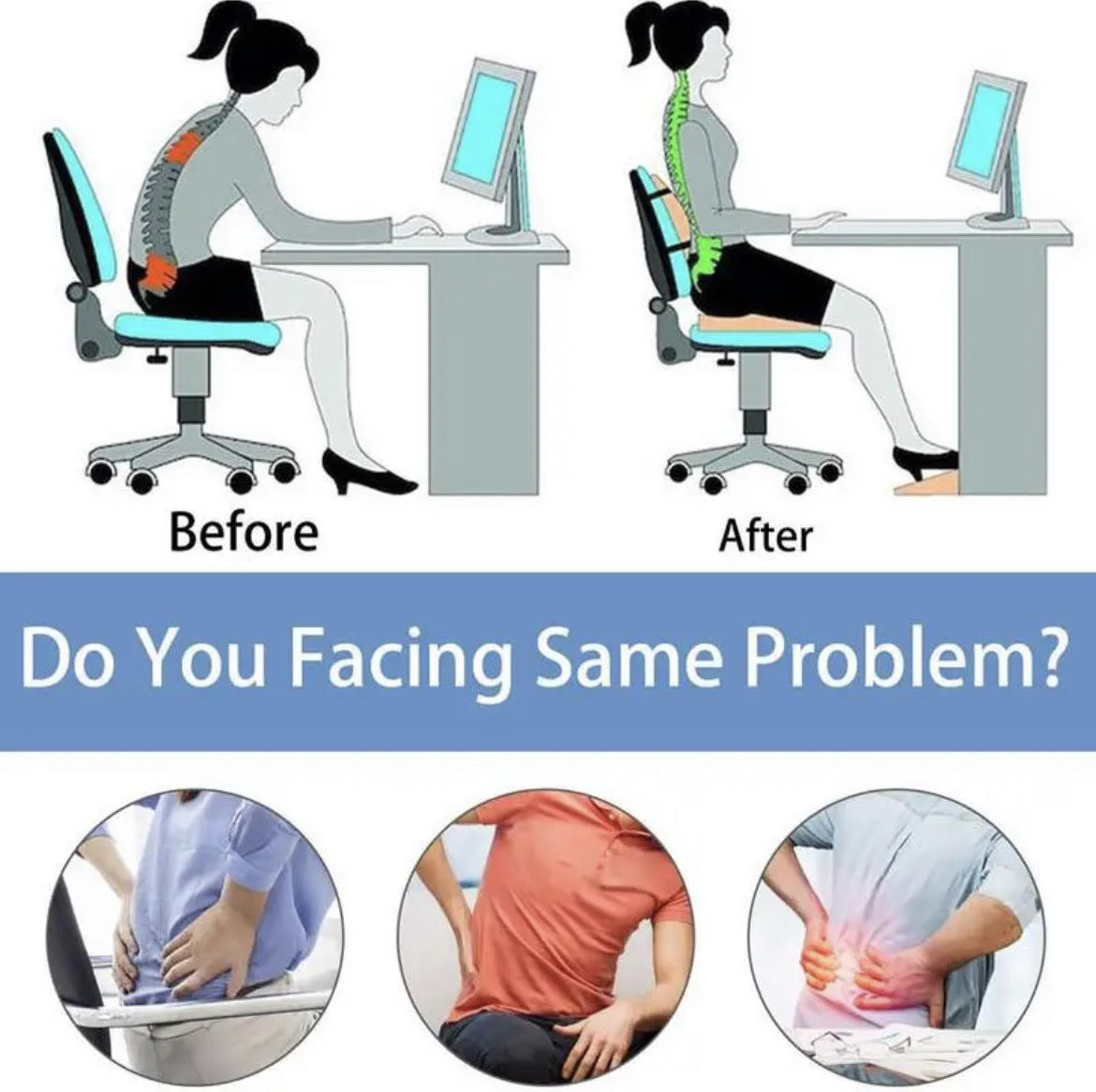 Rebound Waist Support Cushion Set for Home Office