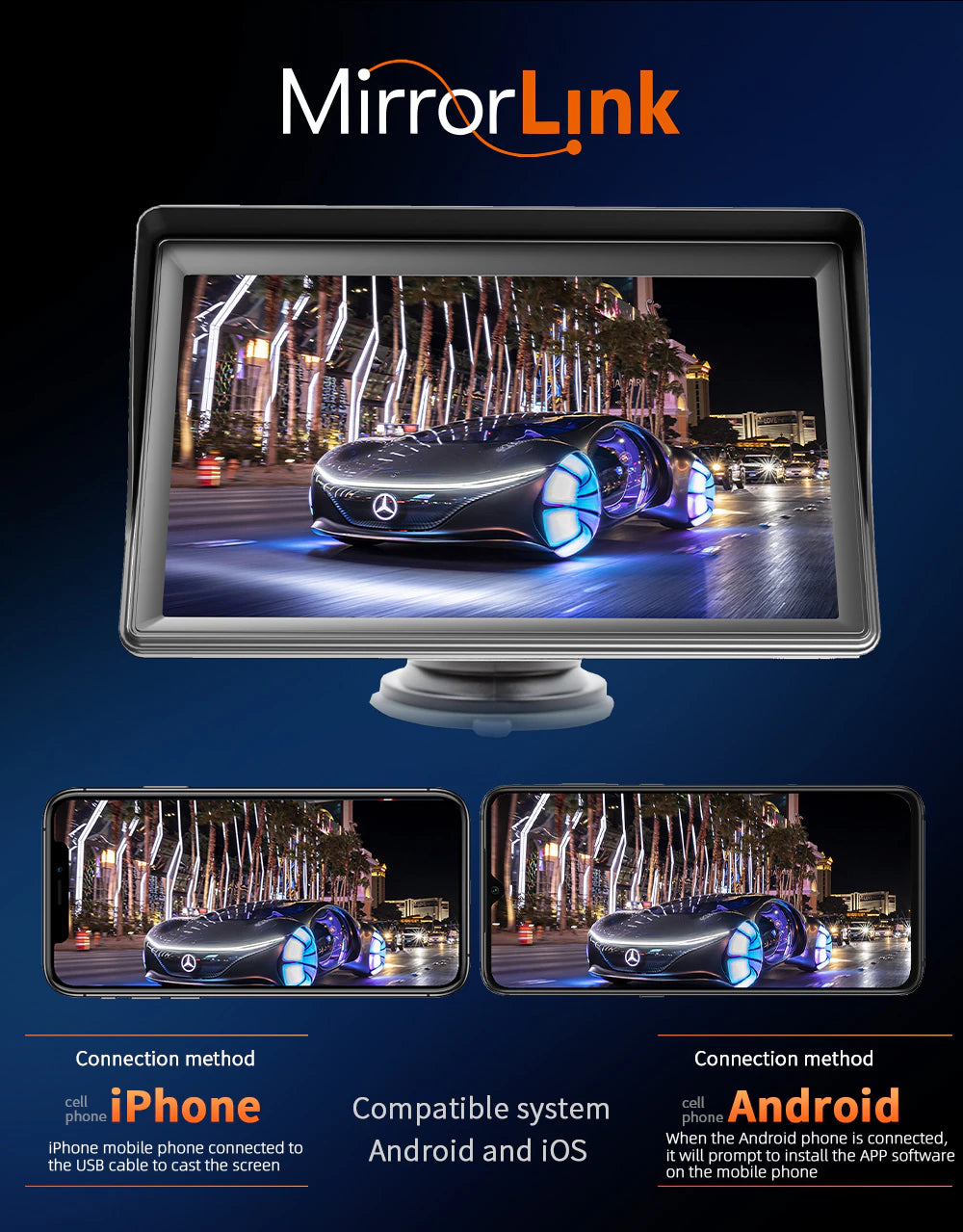 Universal 7-Inch Car Radio Video Player Wireless For Apple CarPlay Android Car Touch Screen