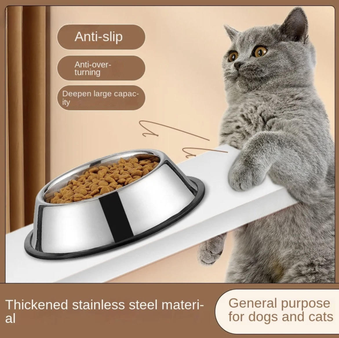 Stainless Steel Dog Bowl Anti Slip