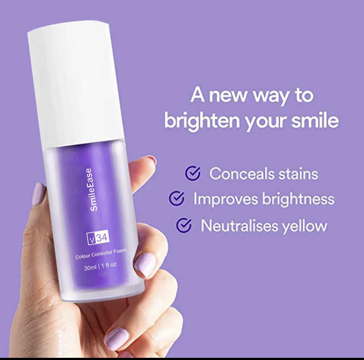 V34 Mousse Toothpaste Teeth Cleaning Purple Whitening Toothpaste