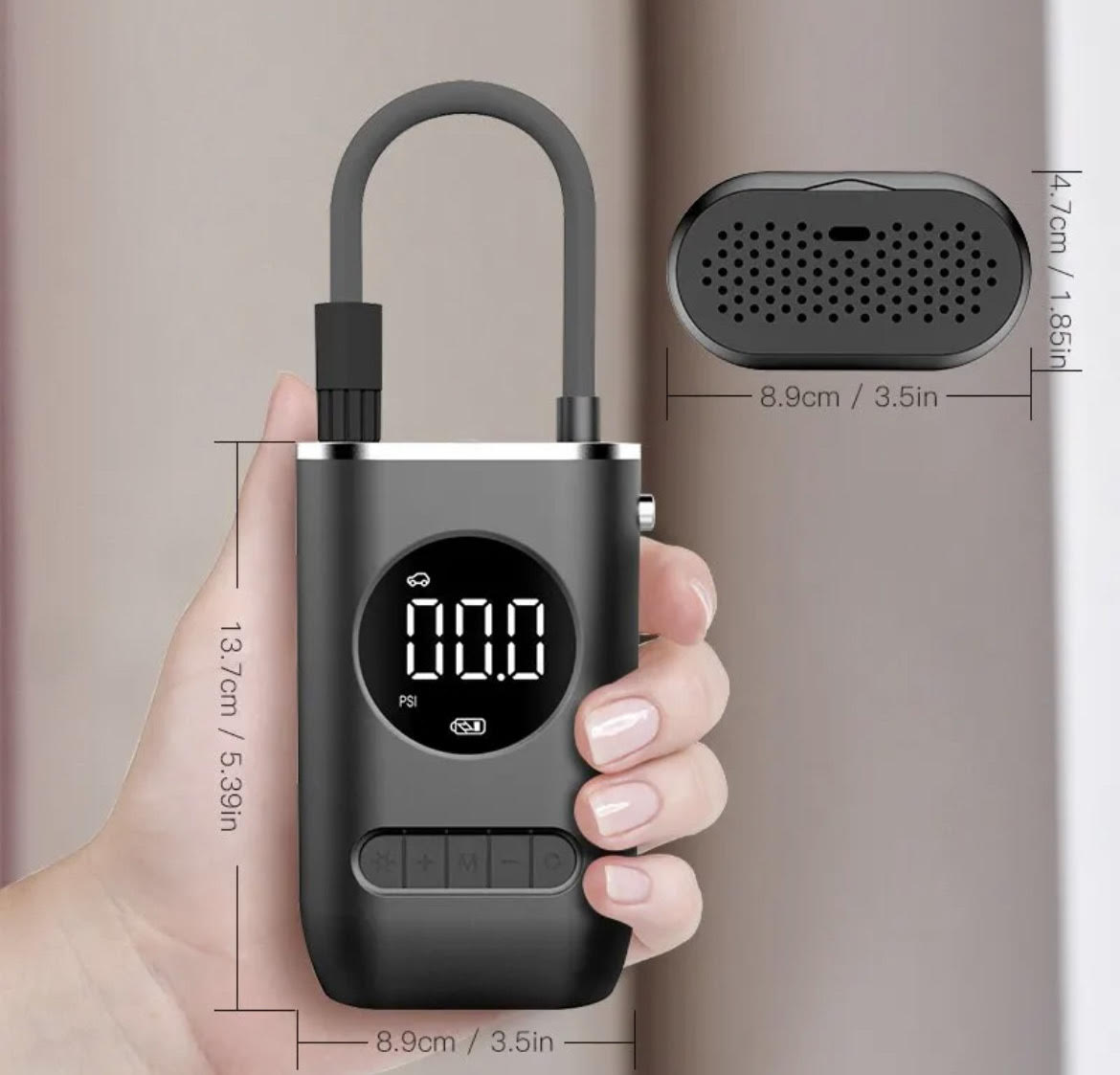 Portable Mini Self-Propelled Electric Car Air Pump - Handheld Wireless Tire Pump with Digital Display and Charging Capability