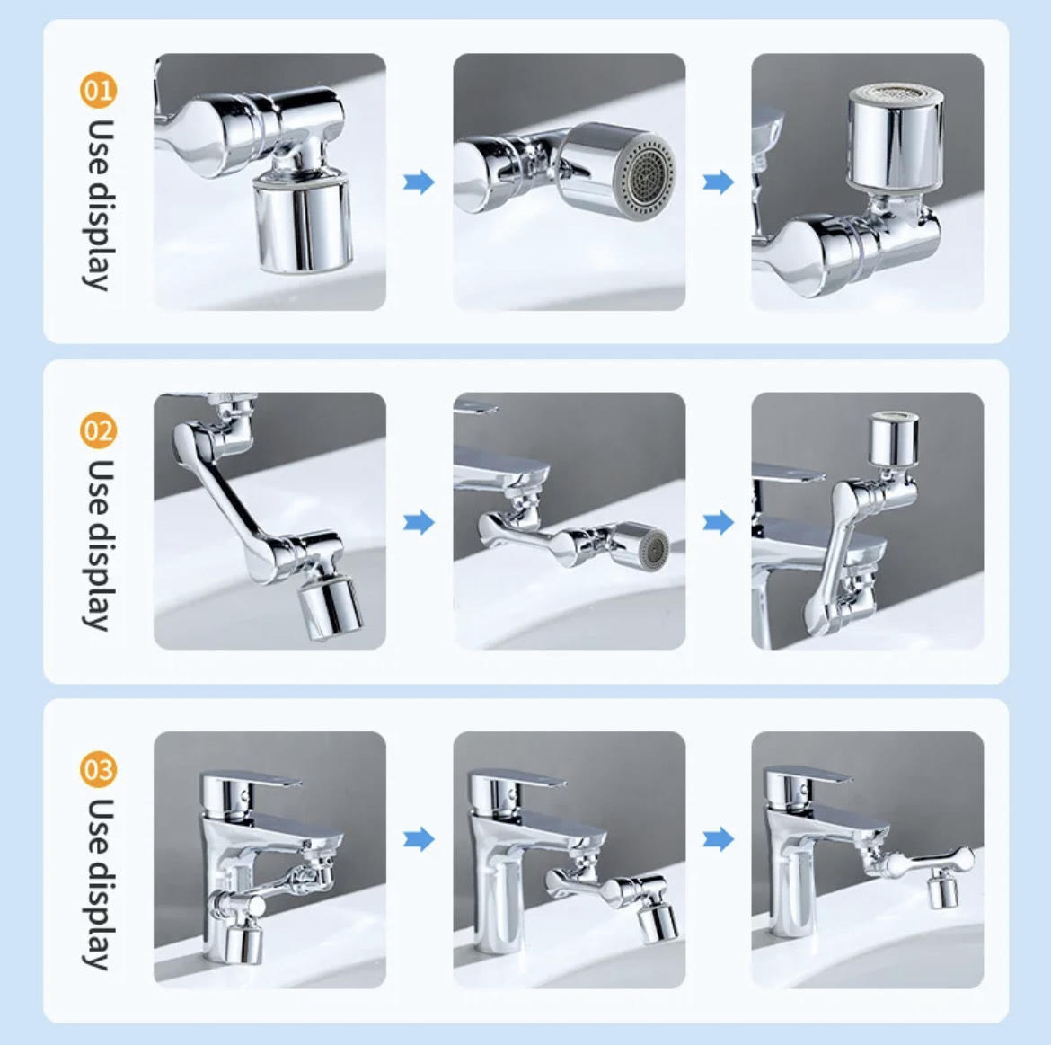 Faucet Extender with 1080° Rotating Sprayer Head and 22/24mm Adaptor