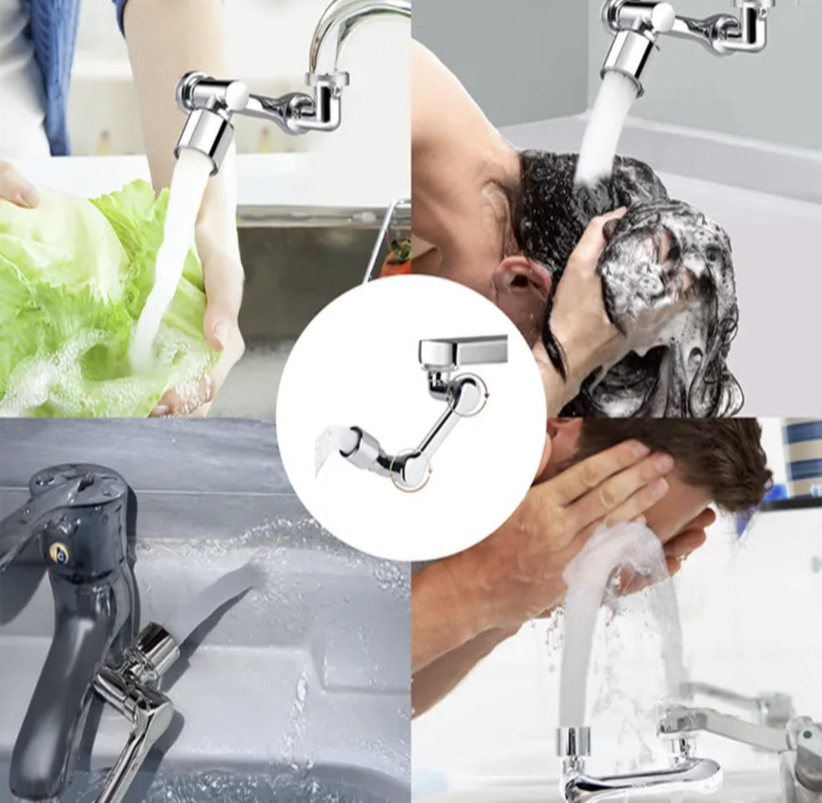 Faucet Extender with 1080° Rotating Sprayer Head and 22/24mm Adaptor