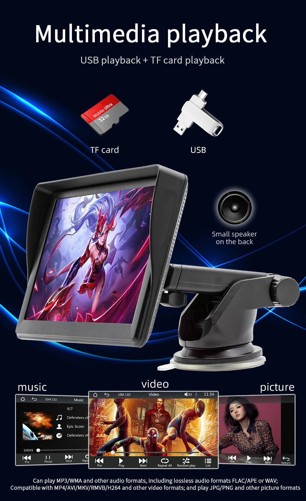 Universal 7-Inch Car Radio Video Player Wireless For Apple CarPlay Android Car Touch Screen