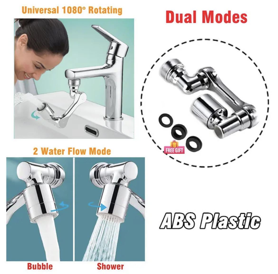 Faucet Extender with 1080° Rotating Sprayer Head and 22/24mm Adaptor