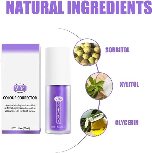 V34 Mousse Toothpaste Teeth Cleaning Purple Whitening Toothpaste